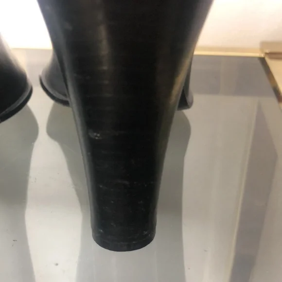 Prada grey pointed toe leather chunky heel pump size 7.5​ - Picture 6 of 9